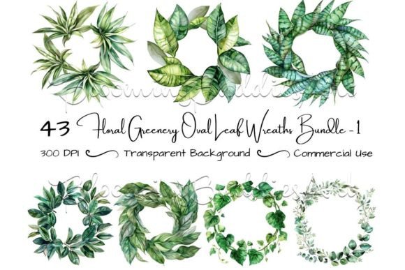 Download Watercolor Wreath Greenery Clipart Set - Premium Resources
