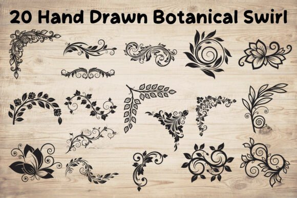 Download Hand Drawn Botanical Swirl SVG Bundle - Botanical Collection