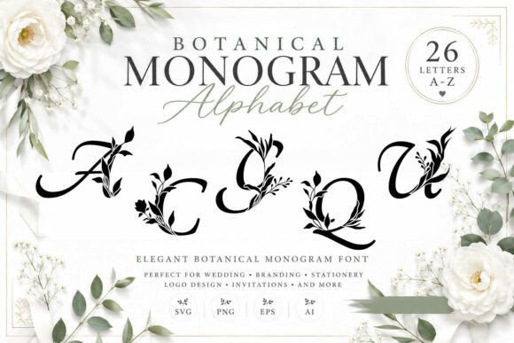 Download Elegant Botanical Monogram SVG Bundle - Botanical Collection