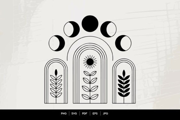 Download Boho Moon Phase Botanical SVG - Botanical Collection
